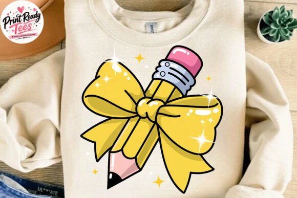 Cute Pencil Bow Teacher PNG