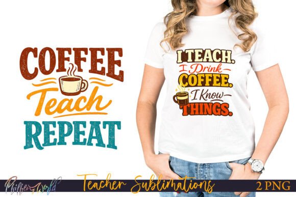 Funny Teacher Coffee Sublimations, Retro