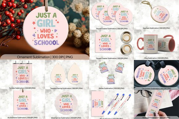 Just a Girl Who Loves School PNG Design