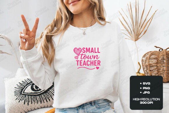 Small Town Teacher Leopard Heart Design